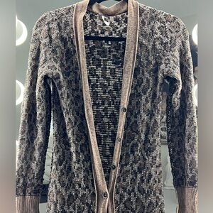 Free People Black & Brown Long Leopard Print Sweater. Size XS. Extra Small.